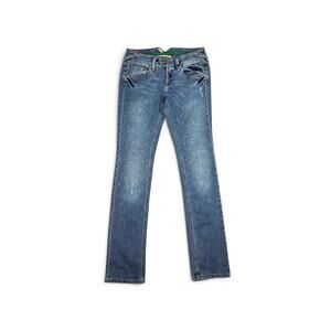 Y2k Euro Rhinestone Jeans Low-Rise Vintage Red Button - Size 26